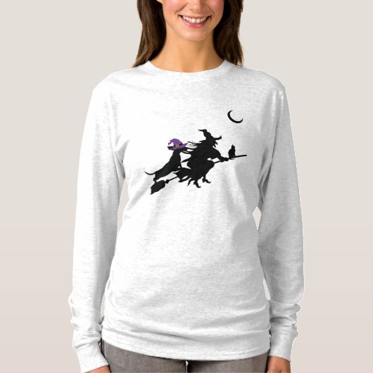 T-shirt Chemise Halloween Dachshund et Witch Silhouette (Devant)