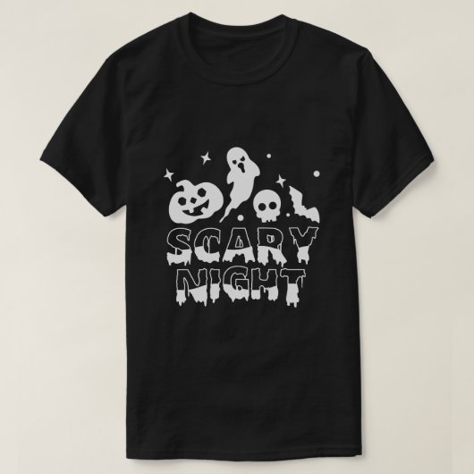 T-shirt Chemise Halloween de nuit effrayante (Design devant)