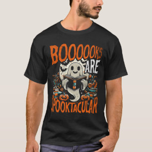 T-shirt Chemise Halloween Lover Design Ghost Avec Livres