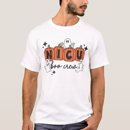 T-shirt Chemise Halloween NICU, Halloween NICU Boo Crew NI (Devant)