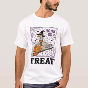 T-shirt Chemise Halloween Oie Sorcière Honk Or Treat Vinta
