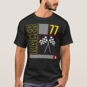 T-shirt Chemise Halloween, Racer 77 Checked Drapeau Design
