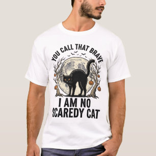 T-shirt Chemise Halloween Scaredy Cat Gravure Vintage Desi