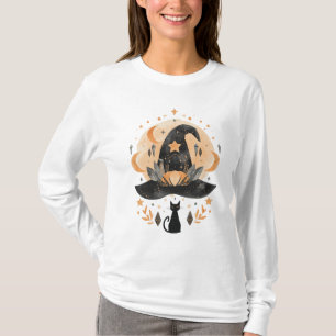 T-shirt Chemise Halloween Sorcière Chat Noir