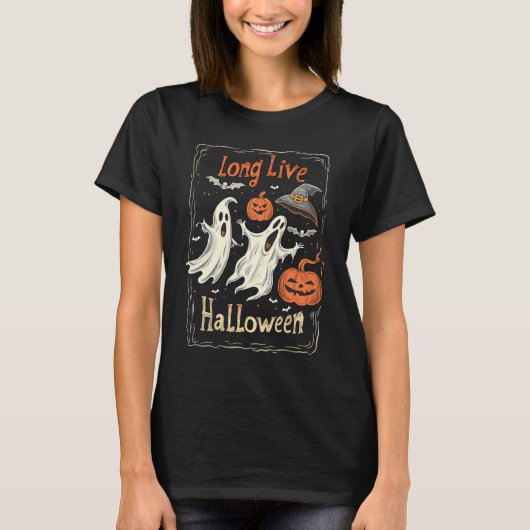 T-shirt Chemise Halloween, Vive Halloween (Devant)