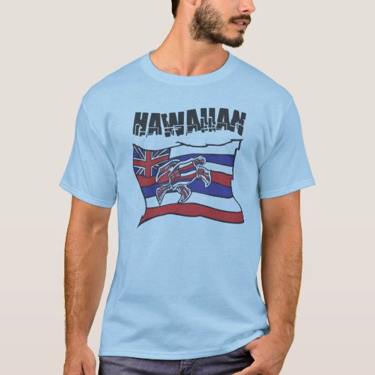 T-shirt Chemise hawaïenne de bleu de drapeau (Devant)