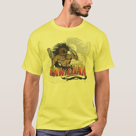 T-shirt Chemise hawaïenne de jaune de guerrier (Devant)