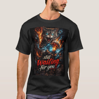 T-shirt chemise homme design chat toujours en attente de v
