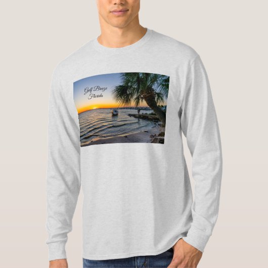 T-shirt Chemise homme Gulf Breeze Floride Sunset à manches (Devant)