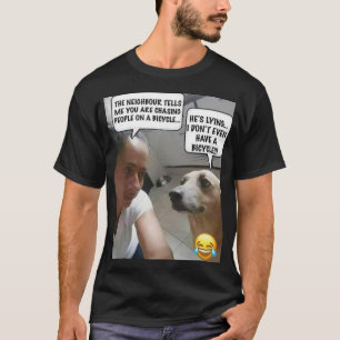 T-shirt Chemise Humour... Chien chasse vélo, mais ne possè