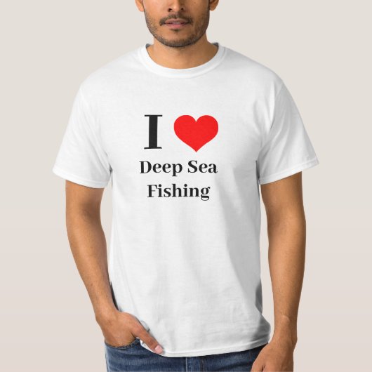 T-shirt Chemise - I Heart Deep Sea Fishing (Devant)