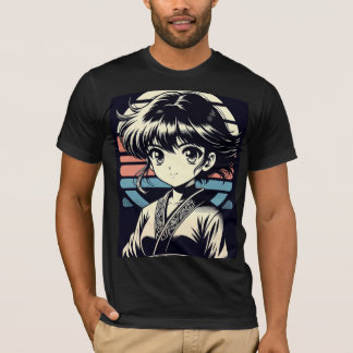 T-shirt Chemise illustrée d'une fille rétro anime vintage