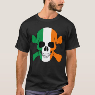 T-shirt Chemise Irlandaise Drapeau Crâne Et Crossbones