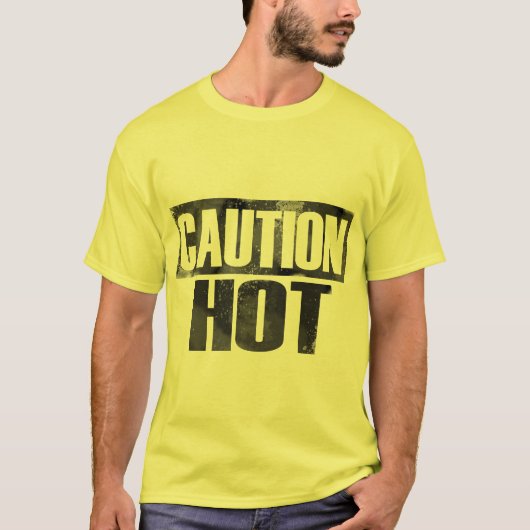 T-shirt Chemise jaune chaude de précaution (Devant)