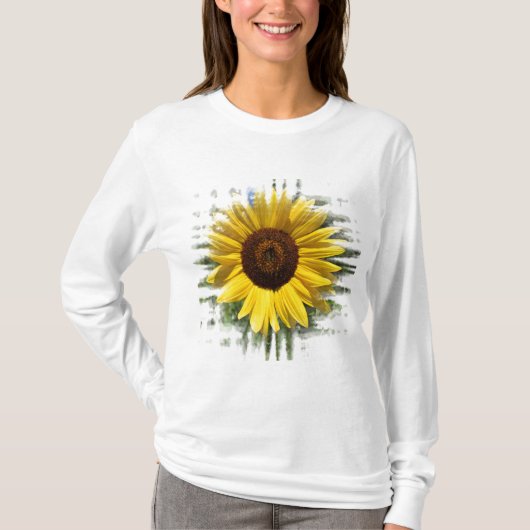 T-shirt Chemise jaune encadrée de tournesol (Devant)