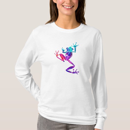 T-shirt Chemise longtemps gainée turquoise et pourpre de (Devant)
