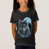 T-Shirt Chemise Loup, Terrain De Chasse Loup Gris, Lune Ic (Devant)