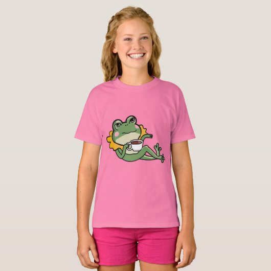 T-shirt Chemise Lover Thé Grenouille Verte - Design Unique (Devant entier)