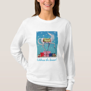 T-shirt Chemise lunatique de vacances de cheval de Noël