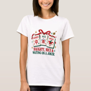 T-shirt Chemise Mahjong Joker Naughty Nice Tee de Noël