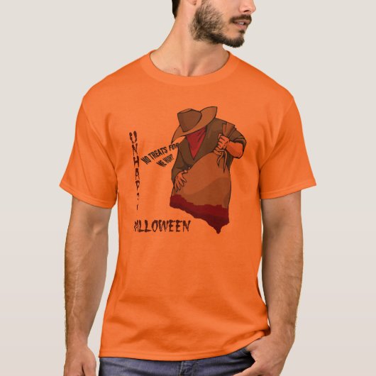 T-shirt Chemise malheureuse d'orange de Halloween (Devant)