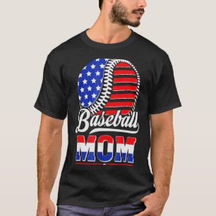 T-shirt Chemise Maman de Baseball Drapeau Américain Mère