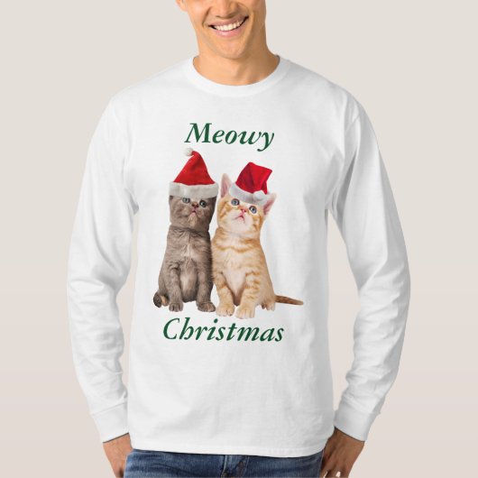 T-shirt Chemise Meowy Christmas Kitten Mens (Devant)