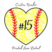 T-shirt Chemise mère numéro Softball avec dentelle design 