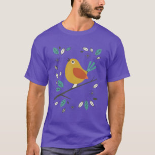 T-shirt Chemise Mid-Century Songbird et Feuilles