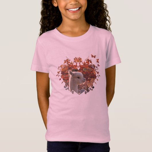 T-Shirt Chemise mignonne d'alpaga de filles (Devant)