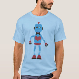 T-shirt Chemise mignonne de couples de robot (sienne)