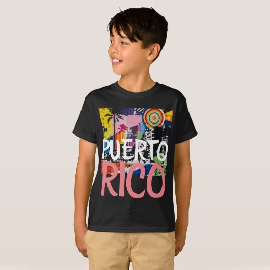 T-shirt Chemise murale de graffiti frais de Porto Rico, (Devant entier)
