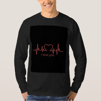 T-shirt Chemise noire à manches longues avec motif I love 