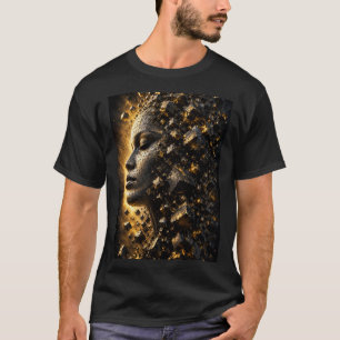 T-shirt Chemise noire avec cubes de visage fragmenté 3D