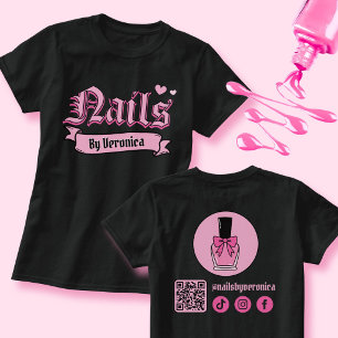 T-shirt Chemise noire gothique avec lettrage Nail Tech