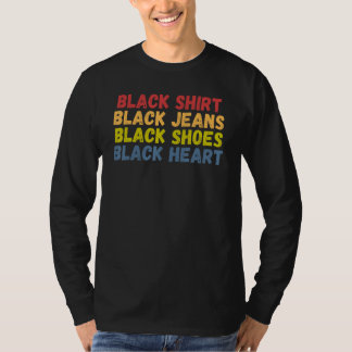 T-shirt Chemise noire Jeans Noir Chaussures Noir Coeur Noi