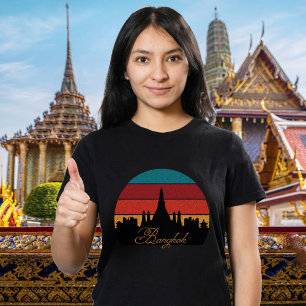 T-shirt Chemise noire rétro de voyage pour temple de Bangk