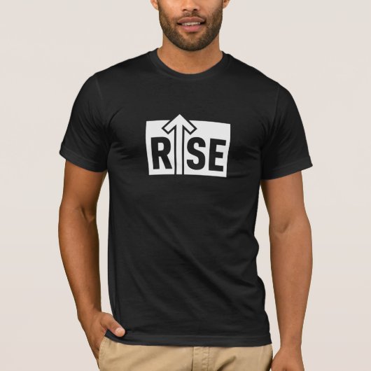 T-shirt Chemise noire typographique « Rise » élégante (Devant)