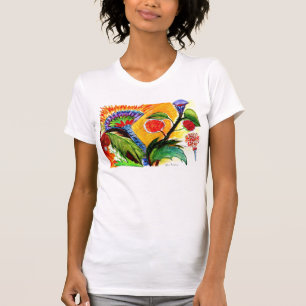 T-shirt Chemise orange de ciel de plantes étranges
