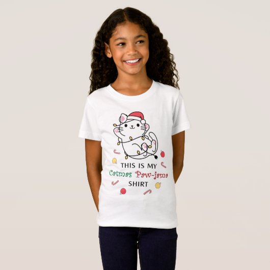 T-Shirt Chemise Pajama Chat de Noël (Devant entier)