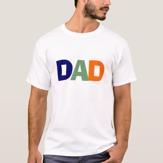 T-shirt Chemise papa bleu, verte et orange (Devant)
