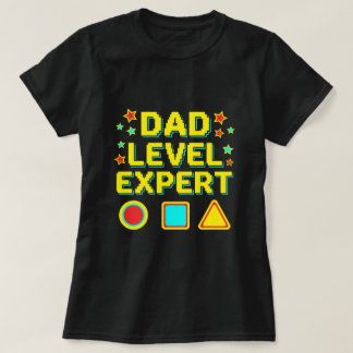 T-shirt Chemise Papa Niveau Expert Joueur Rétro
