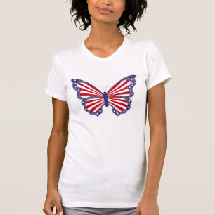 T-shirt Chemise Papillon Patriotique Rouge Blanc Et Bleu