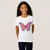 T-Shirt Chemise Papillon Patriotique Rouge Blanc Et Bleu (Devant entier)