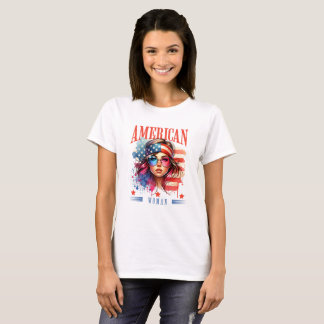 T-shirt Chemise Patriotique Américaine pour Femme du 4 Jui