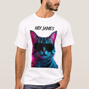T-shirt Chemise personnalisée avec design de chat néon