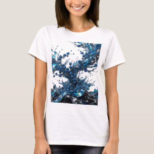 T-shirt Chemise personnalisée Modern Silver BLUE METAL FLU
