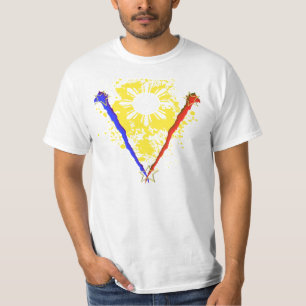 T-shirt Chemise philippine de drapeau du style V