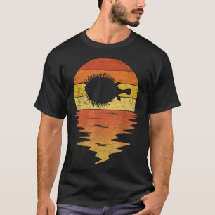T-shirt Chemise Poisson-Lune de Mer Rétro Coucher de Solei