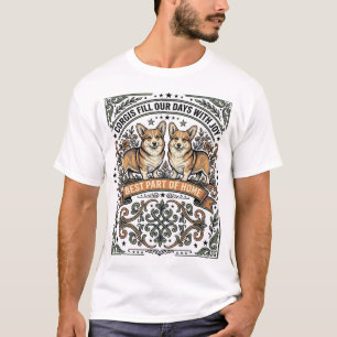 T-shirt Chemise pour amateur de Corgi Gravure vintage drôl